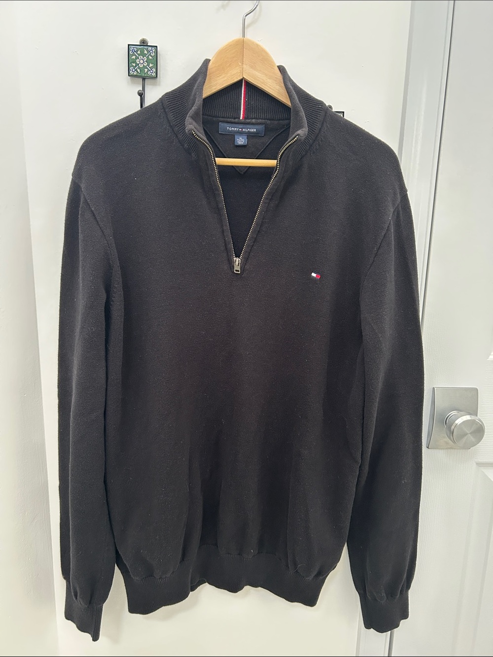 Tommy Hilfiger Men’s Black Quarter-Zip Crewneck Sweater